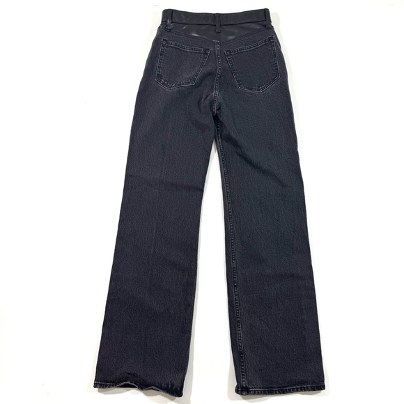 Abercrombie 90s Relaxed Jeans High Rise Mixed Material Faux Leather - Picture 4 of 11